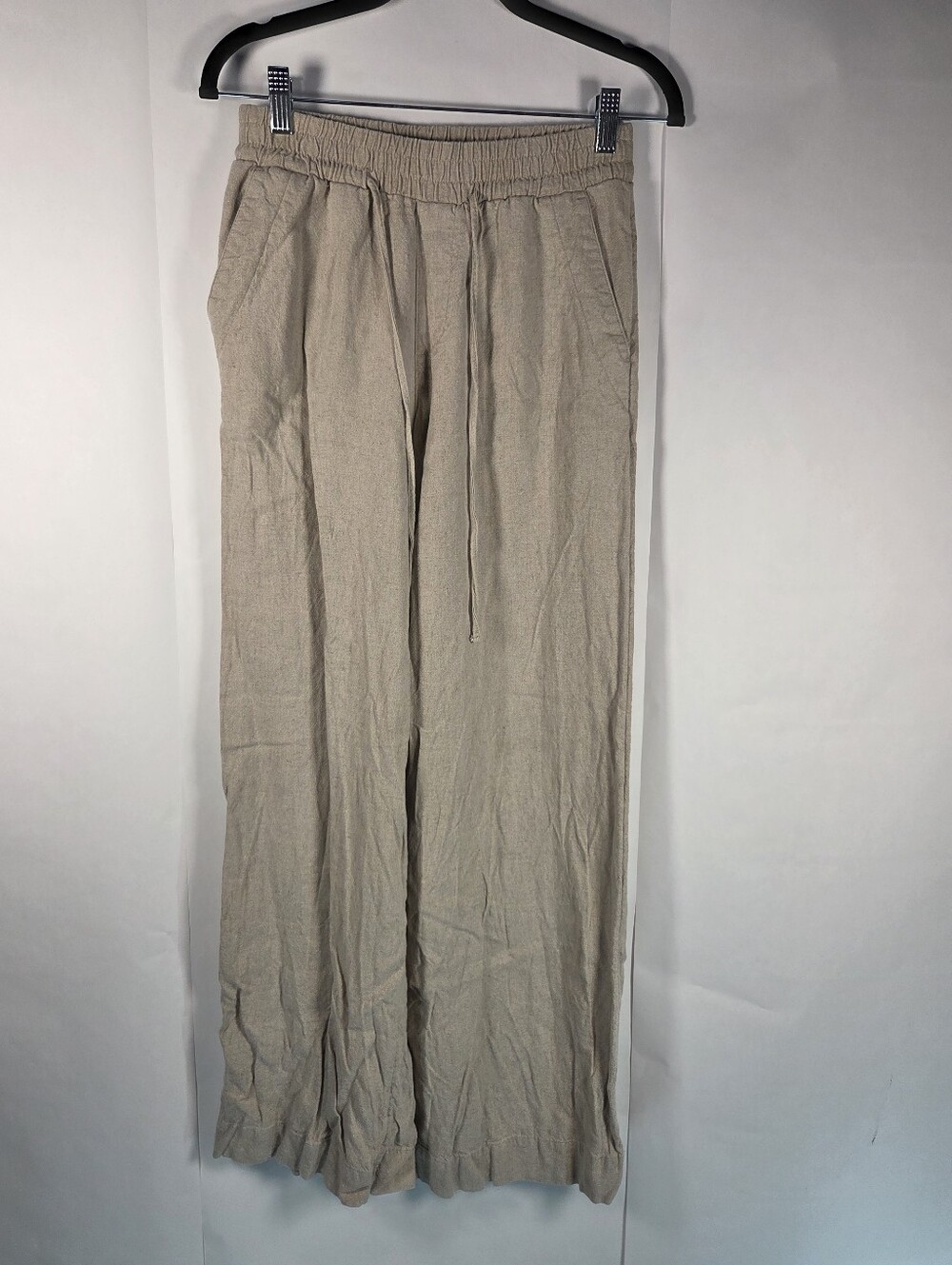 a new day Women's Linen-Blend Drawstring Wide-Leg Pants - Tan